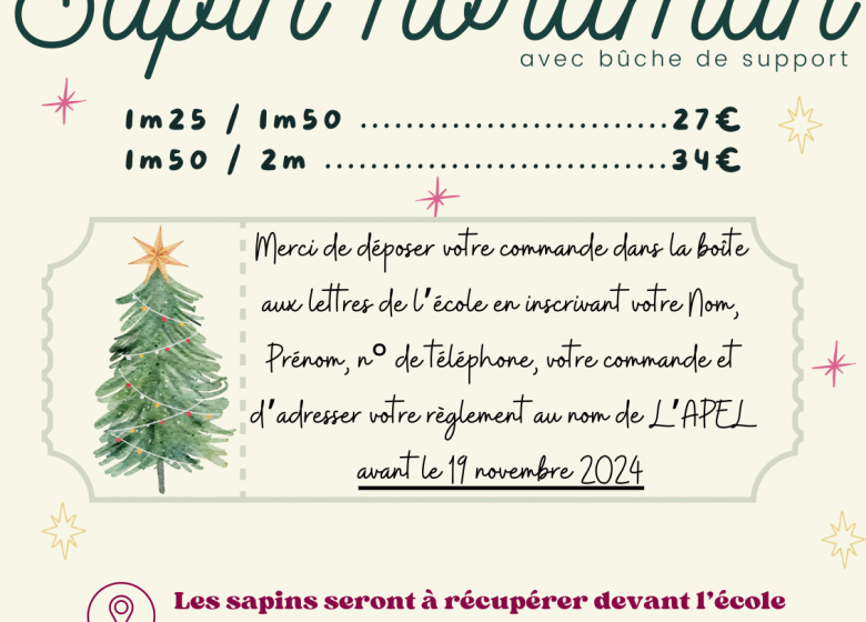 Vente de sapin de Noël | école Notre Dame